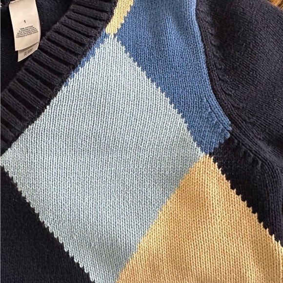 Liz Claiborne Villager Sweater Navy Argyle V-Neck Size 1 - Picture 3 of 5